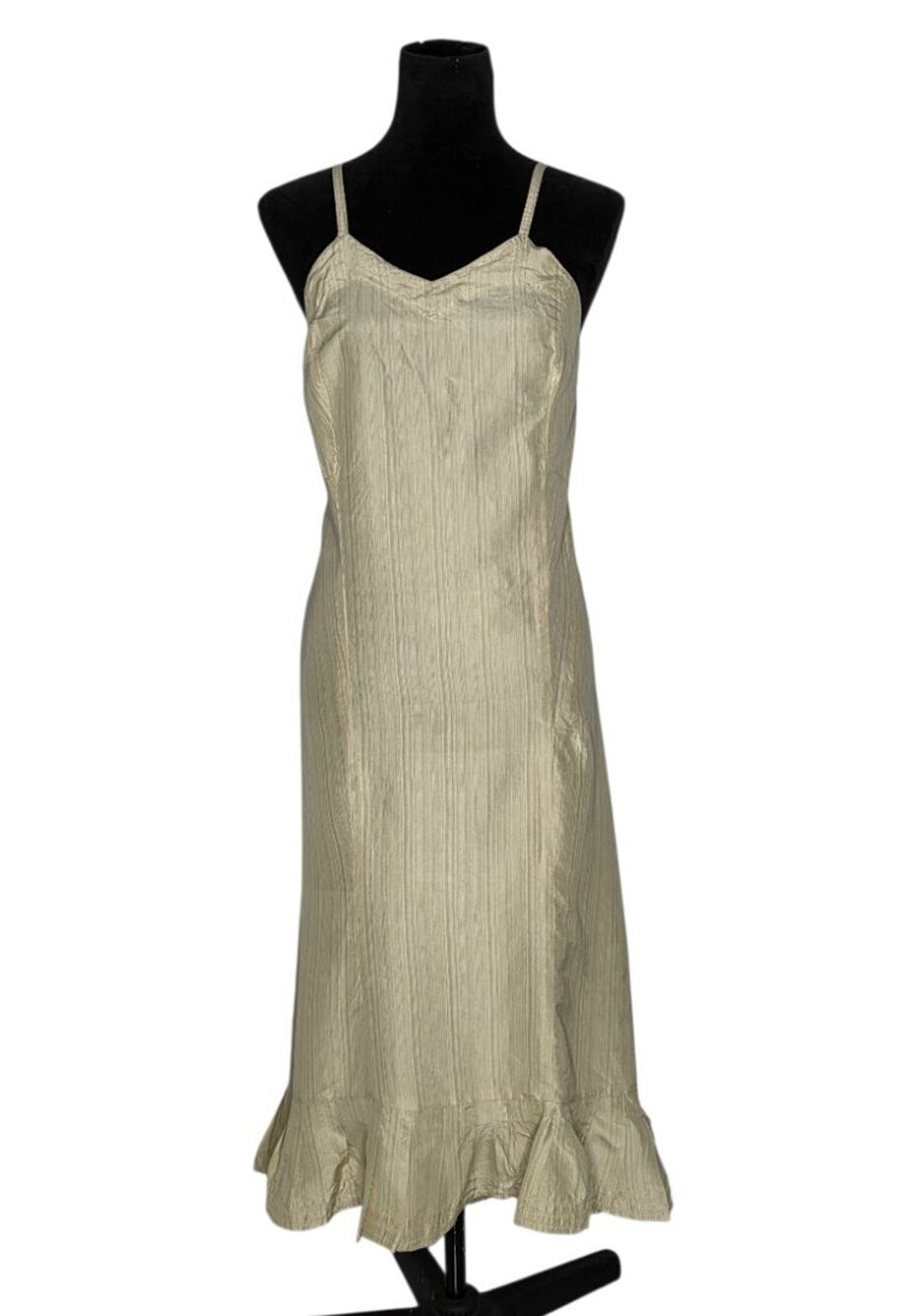 Krista Larson Silk Midi Dress OS Artisan Avant Garde Romantic Ruffle Hem USA